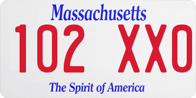 MA license plate 102XX0