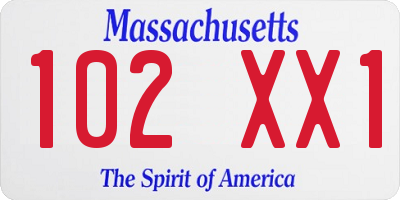 MA license plate 102XX1