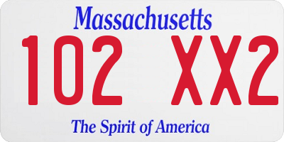 MA license plate 102XX2