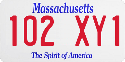 MA license plate 102XY1