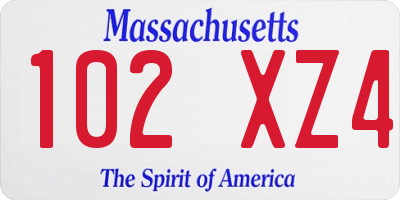 MA license plate 102XZ4