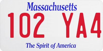 MA license plate 102YA4