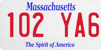 MA license plate 102YA6