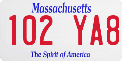 MA license plate 102YA8