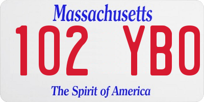 MA license plate 102YB0