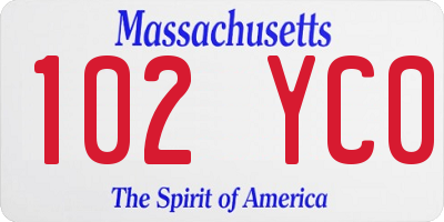 MA license plate 102YC0