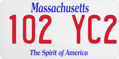 MA license plate 102YC2