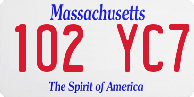 MA license plate 102YC7