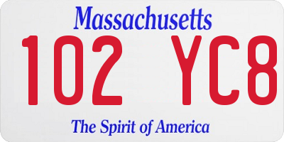 MA license plate 102YC8