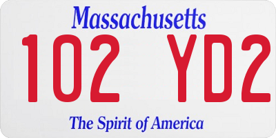 MA license plate 102YD2