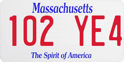 MA license plate 102YE4