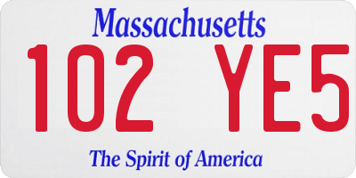 MA license plate 102YE5