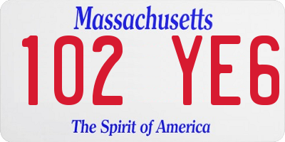 MA license plate 102YE6