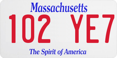 MA license plate 102YE7