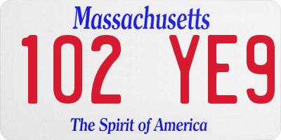 MA license plate 102YE9