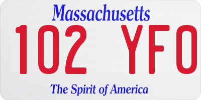 MA license plate 102YF0