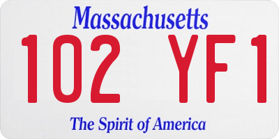 MA license plate 102YF1