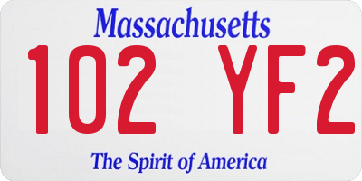 MA license plate 102YF2