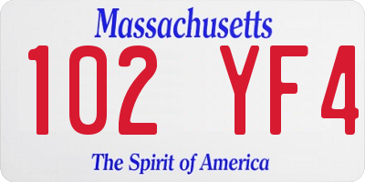 MA license plate 102YF4