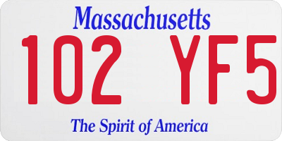 MA license plate 102YF5