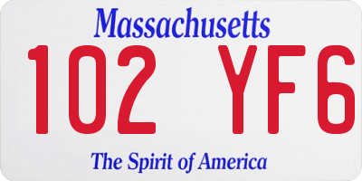 MA license plate 102YF6