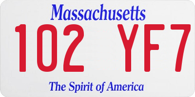 MA license plate 102YF7