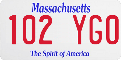 MA license plate 102YG0