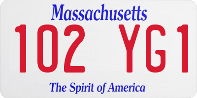 MA license plate 102YG1