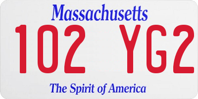 MA license plate 102YG2