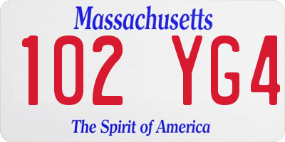 MA license plate 102YG4