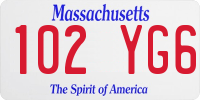 MA license plate 102YG6