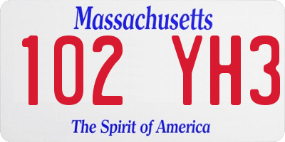 MA license plate 102YH3