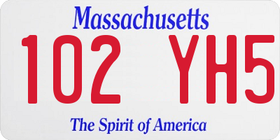 MA license plate 102YH5