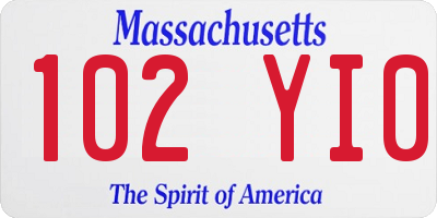 MA license plate 102YI0