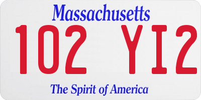 MA license plate 102YI2