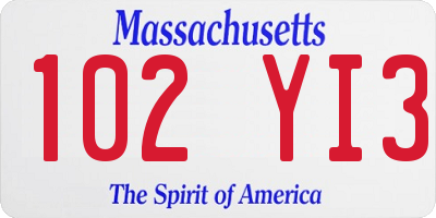 MA license plate 102YI3