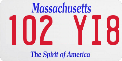 MA license plate 102YI8