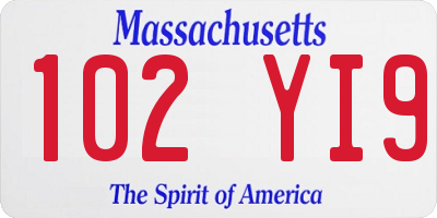 MA license plate 102YI9