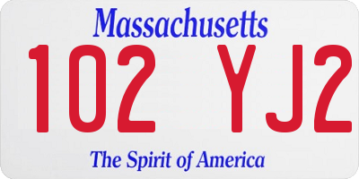 MA license plate 102YJ2