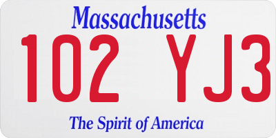 MA license plate 102YJ3