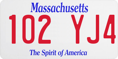 MA license plate 102YJ4