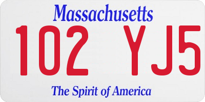 MA license plate 102YJ5