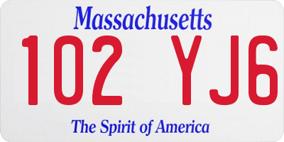 MA license plate 102YJ6