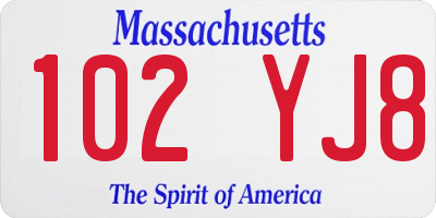 MA license plate 102YJ8