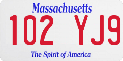 MA license plate 102YJ9