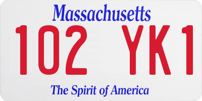 MA license plate 102YK1