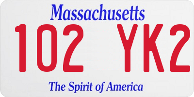 MA license plate 102YK2