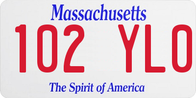 MA license plate 102YL0