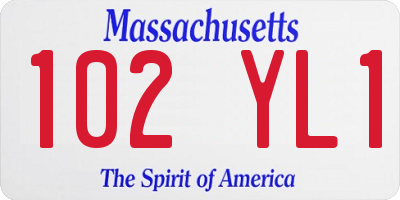 MA license plate 102YL1