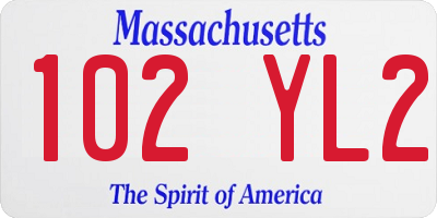 MA license plate 102YL2